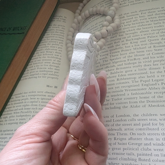 White Wooden Beaded Jesus Necklace - Picture 5 of 8